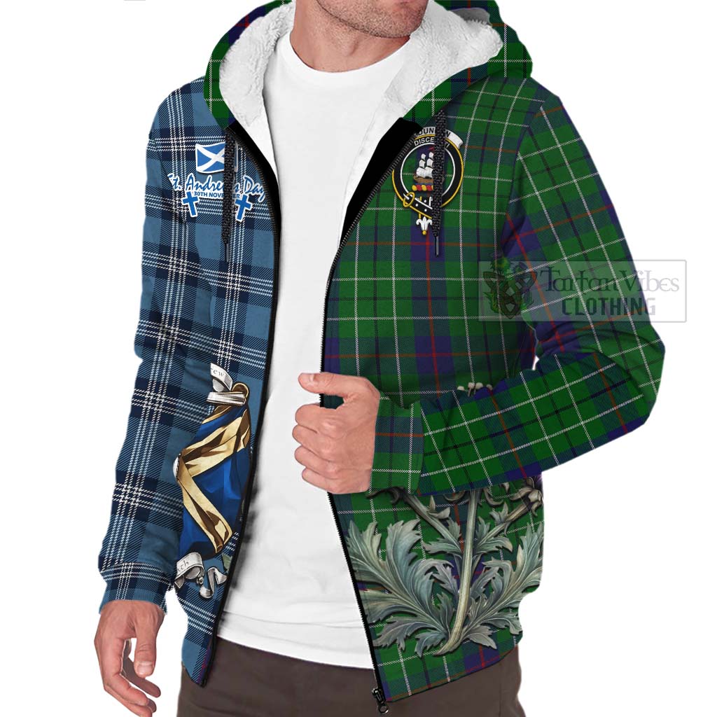 Tartan Vibes Clothing Duncan Tartan Sherpa Hoodie Happy St. Andrew's Day Half Tartan Style