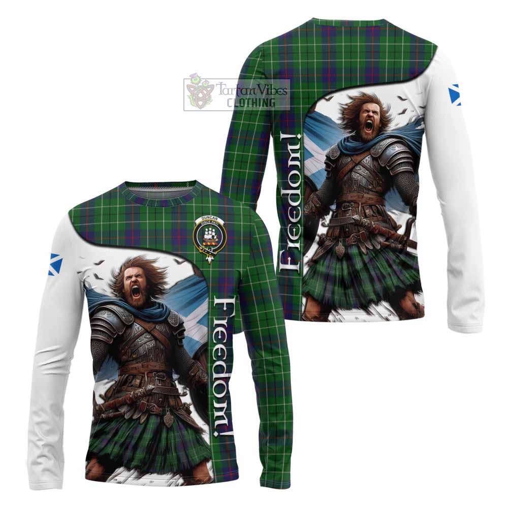 Tartan Vibes Clothing Duncan Crest Tartan Long Sleeve T-Shirt Inspired by the Freedom of Scottish Warrior