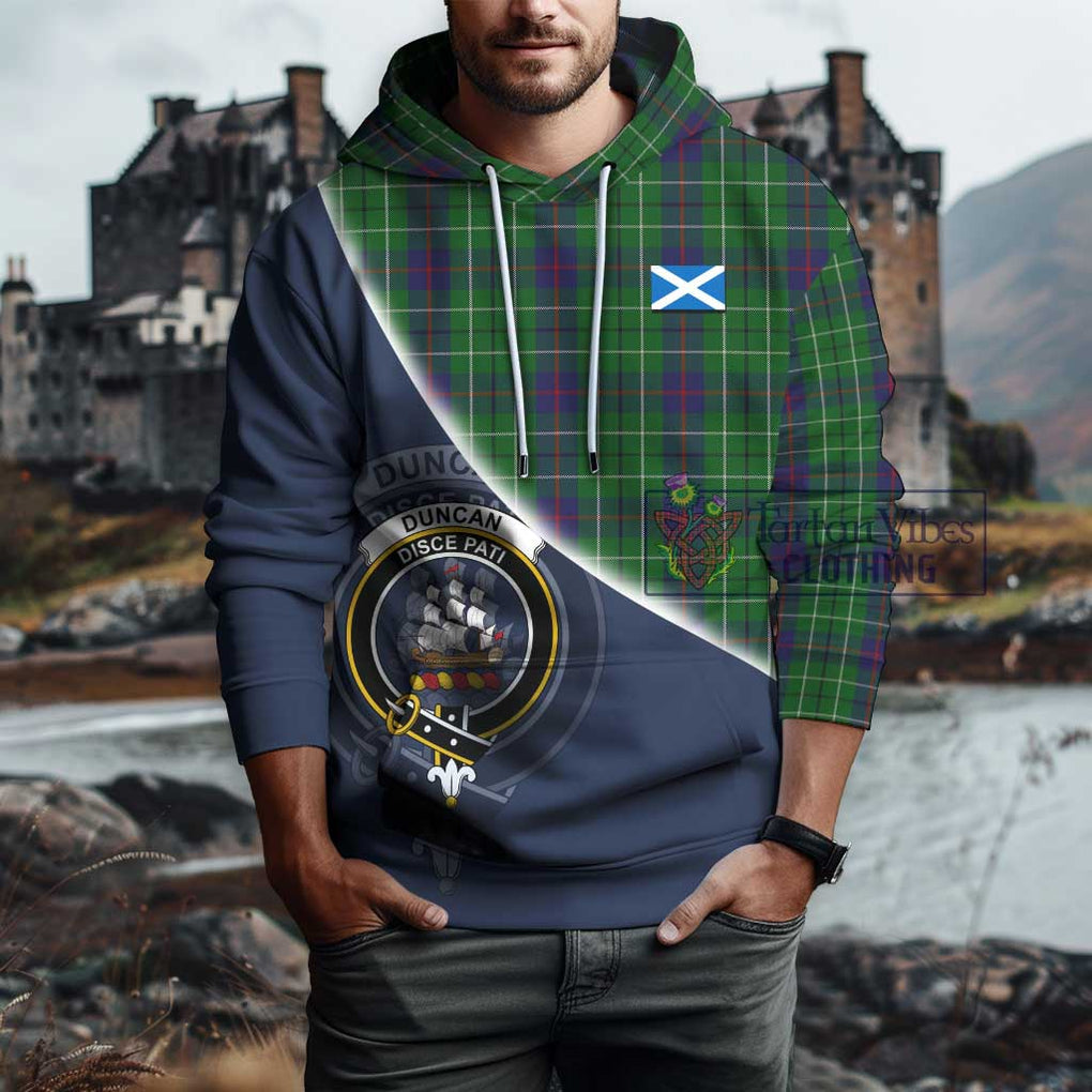 Duncan Tartan Hoodie with Personalised National Flag and Family Crest Half Style - Tartanvibesclothing Shop