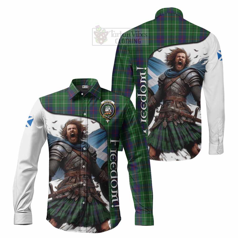 Tartan Vibes Clothing Duncan Crest Tartan Long Sleeve Button Shirt Inspired by the Freedom of Scottish Warrior