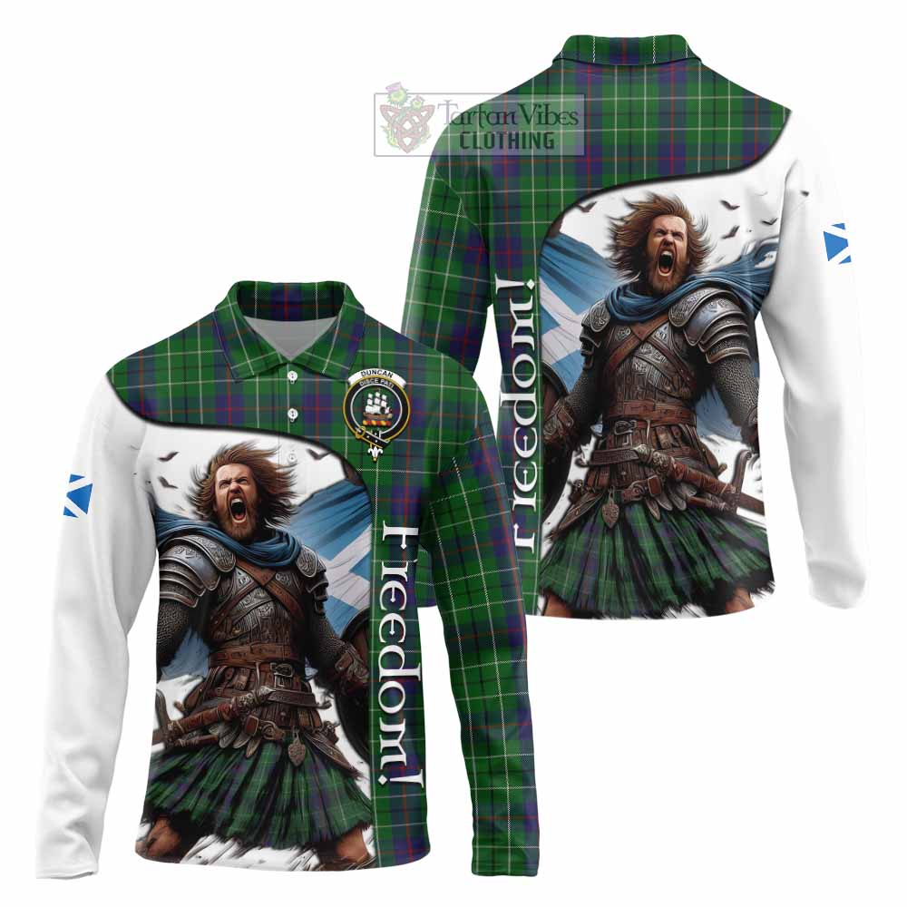 Tartan Vibes Clothing Duncan Crest Tartan Long Sleeve Polo Shirt Inspired by the Freedom of Scottish Warrior