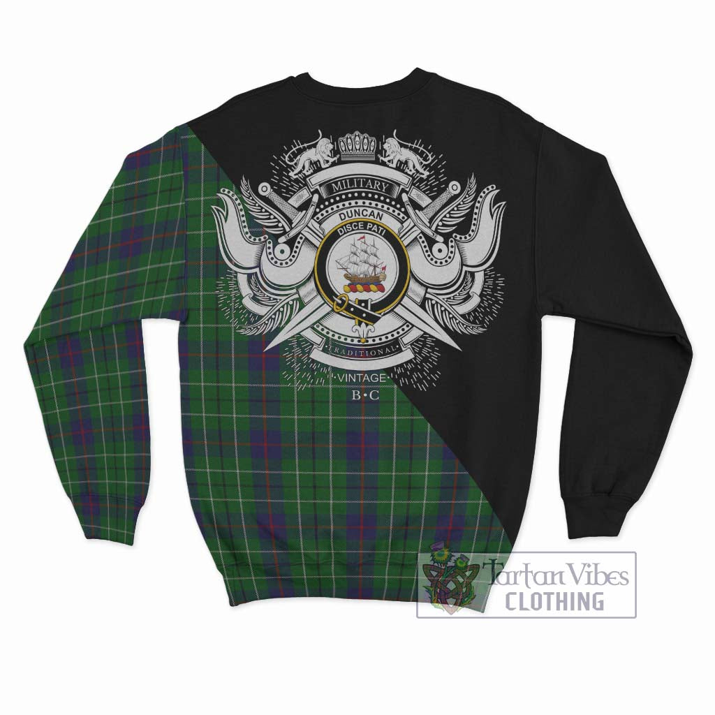 Tartan Vibes Clothing Duncan Tartan Sweatshirt with Family Crest and Military Logo Style