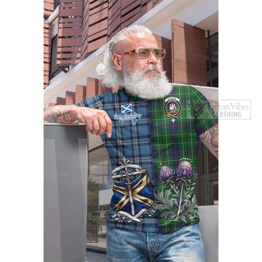 Tartan Vibes Clothing Duncan Tartan Cotton T-shirt Happy St. Andrew's Day Half Tartan Style