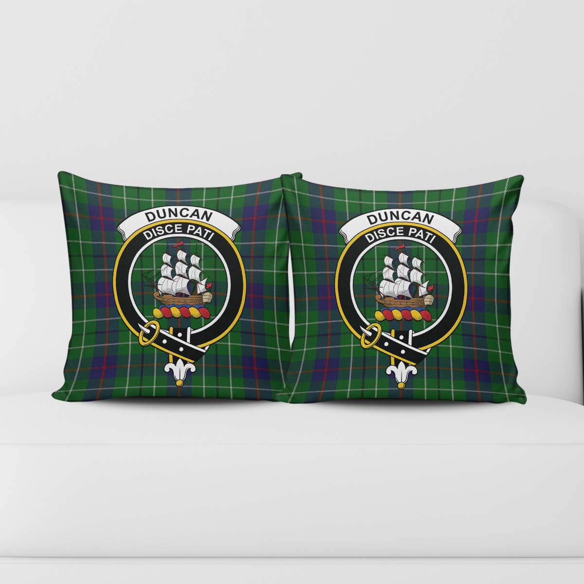 Duncan Tartan Pillow Cover with Family Crest - Tartanvibesclothing