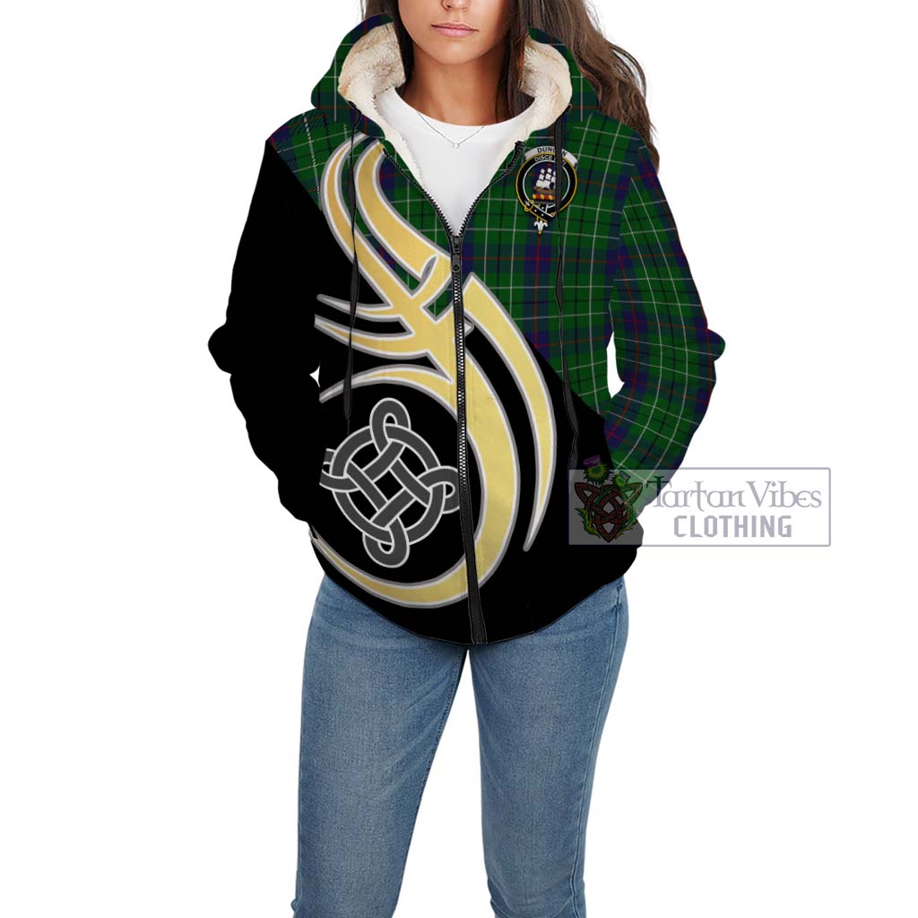 Duncan Tartan Sherpa Hoodie with Family Crest and Celtic Symbol Style Unisex - Tartan Vibes Clothing