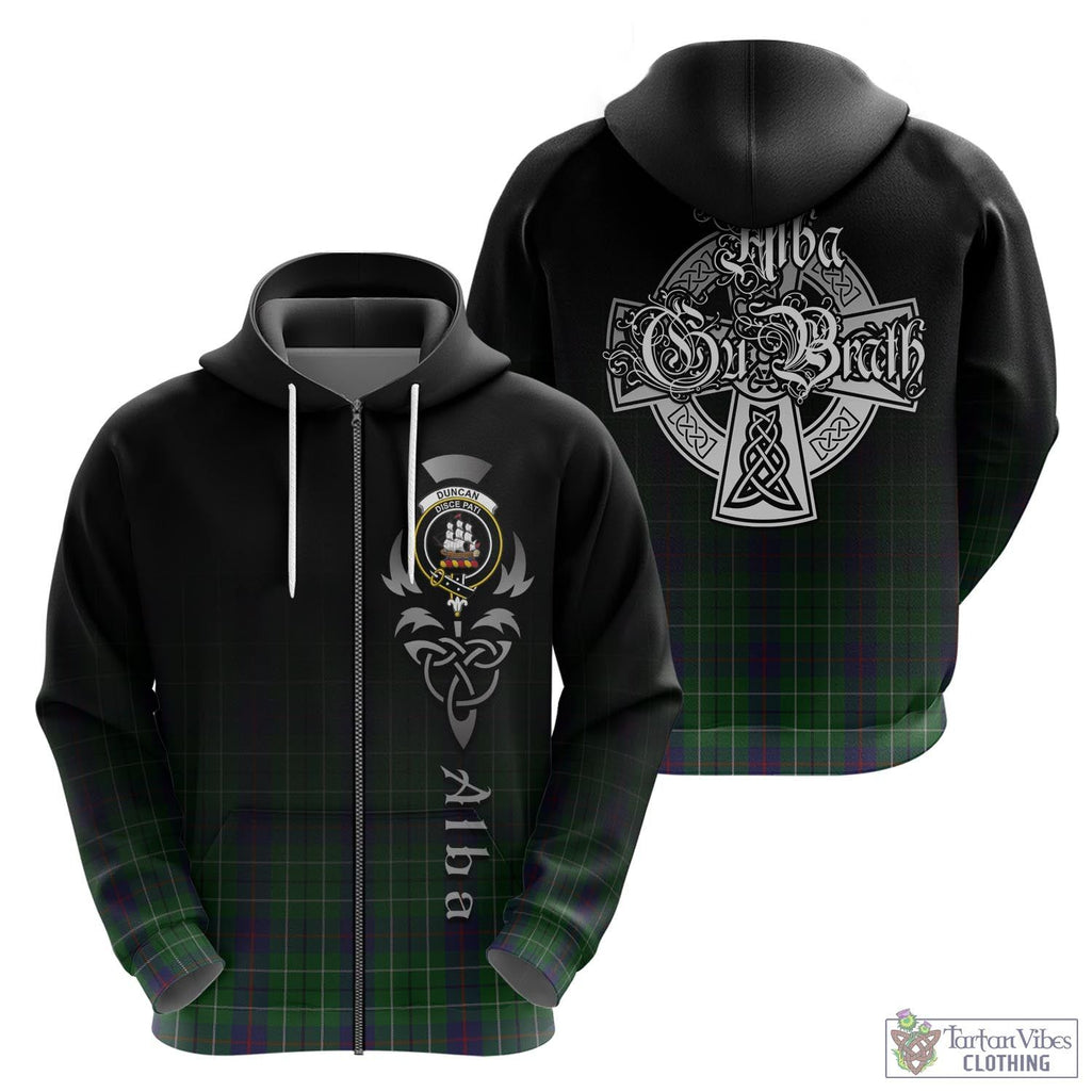 Tartan Vibes Clothing Duncan Tartan Hoodie Featuring Alba Gu Brath Family Crest Celtic Inspired