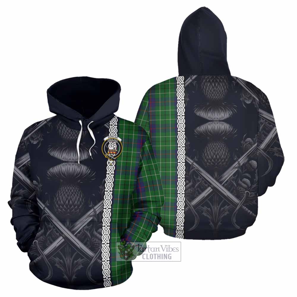 Tartan Vibes Clothing Duncan Tartan Hoodie with Family Crest Cross Sword Thistle Celtic Vibes