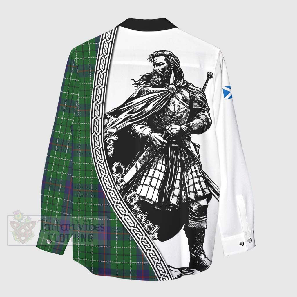 Tartan Vibes Clothing Duncan Tartan Clan Crest Women's Casual Shirt with Highlander Warrior Celtic Style