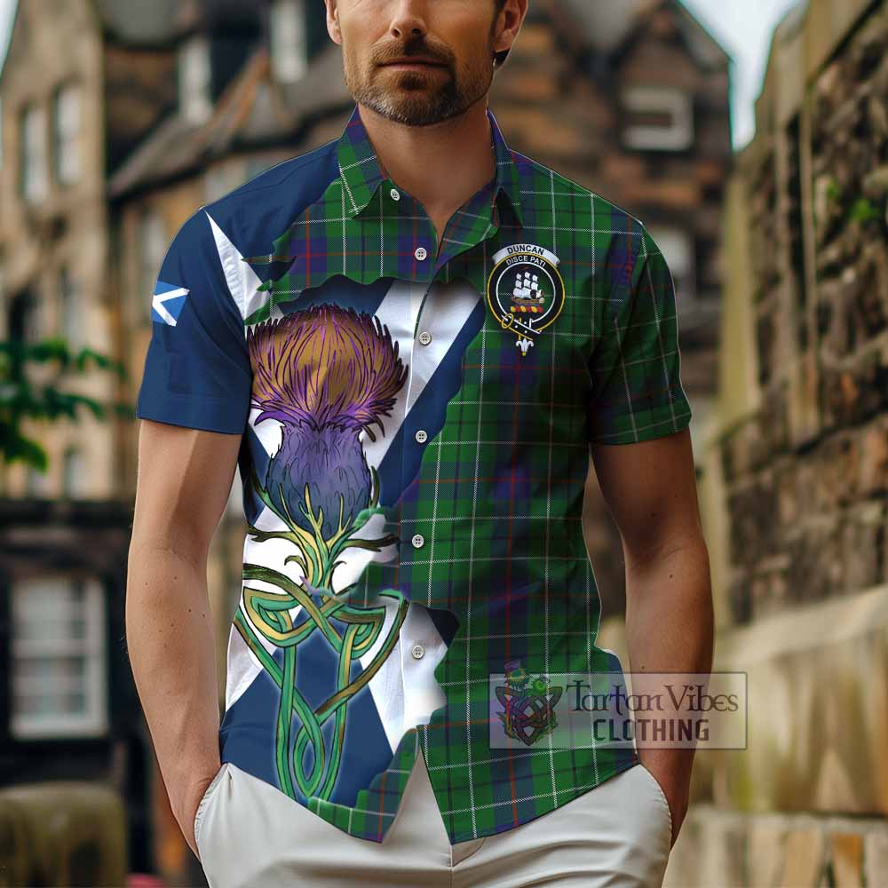 Duncan Tartan Family Crest Hawaiian Shirt Scottish Thistle Celtic Inspired - Tartan Vibes Clothing