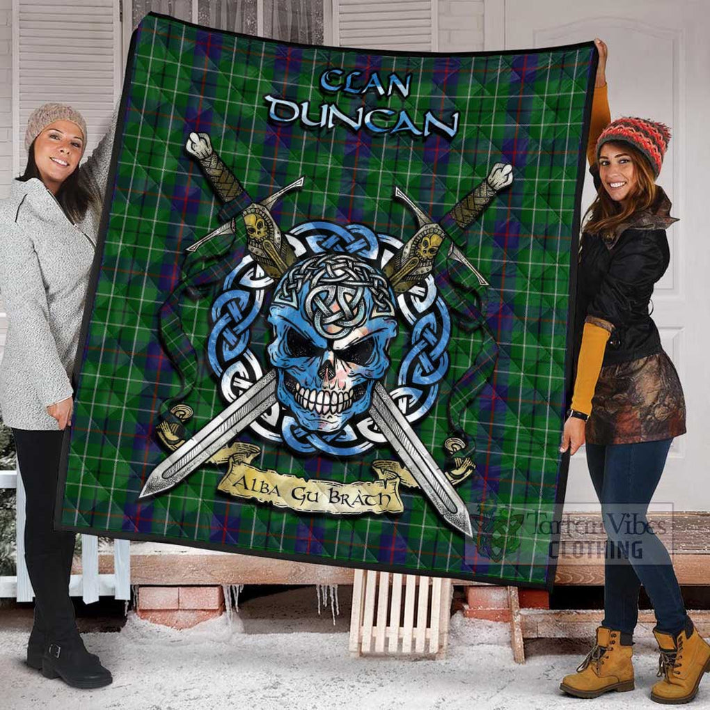 Tartan Vibes Clothing Duncan Tartan Quilt with Celtic Skull Alba Gu Brath Style