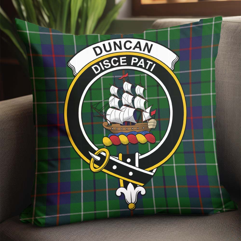 Duncan Tartan Pillow Cover with Family Crest - Tartanvibesclothing