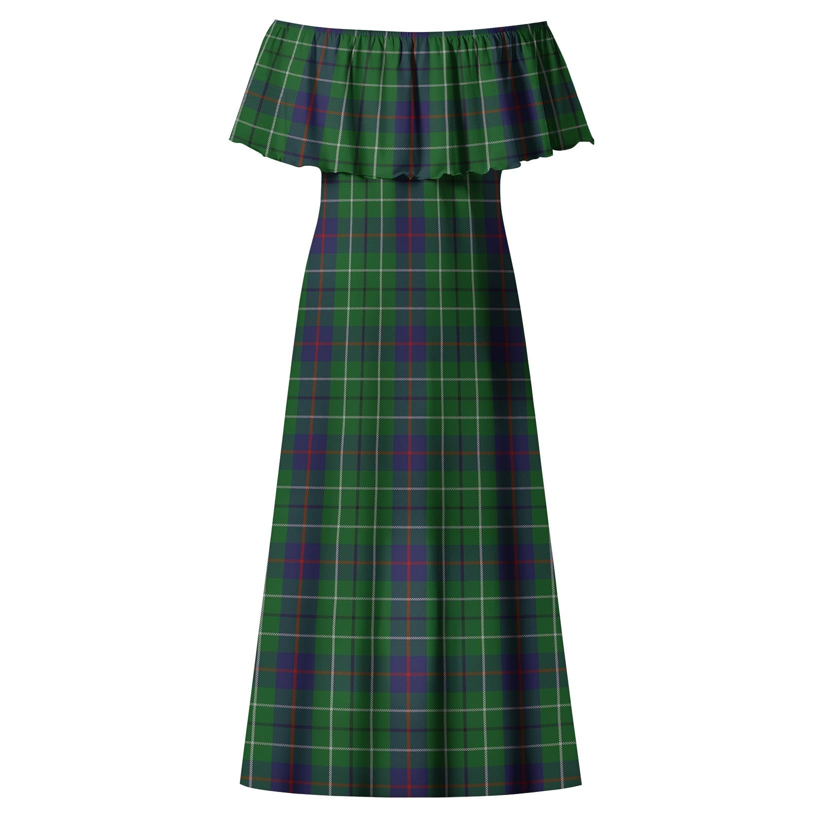 Duncan Tartan Off Shoulder Long Dress - Tartanvibesclothing