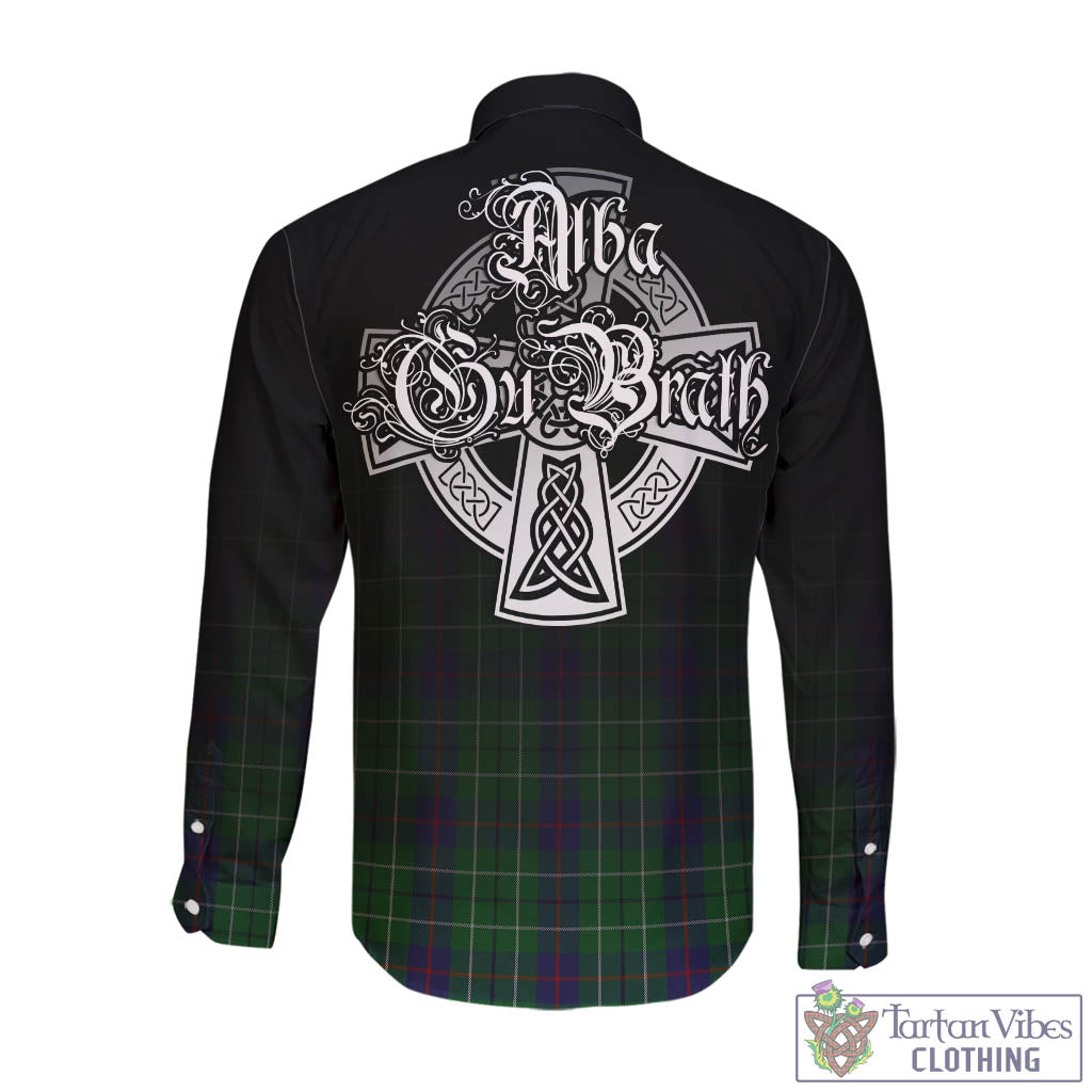 Tartan Vibes Clothing Duncan Tartan Long Sleeve Button Up Featuring Alba Gu Brath Family Crest Celtic Inspired