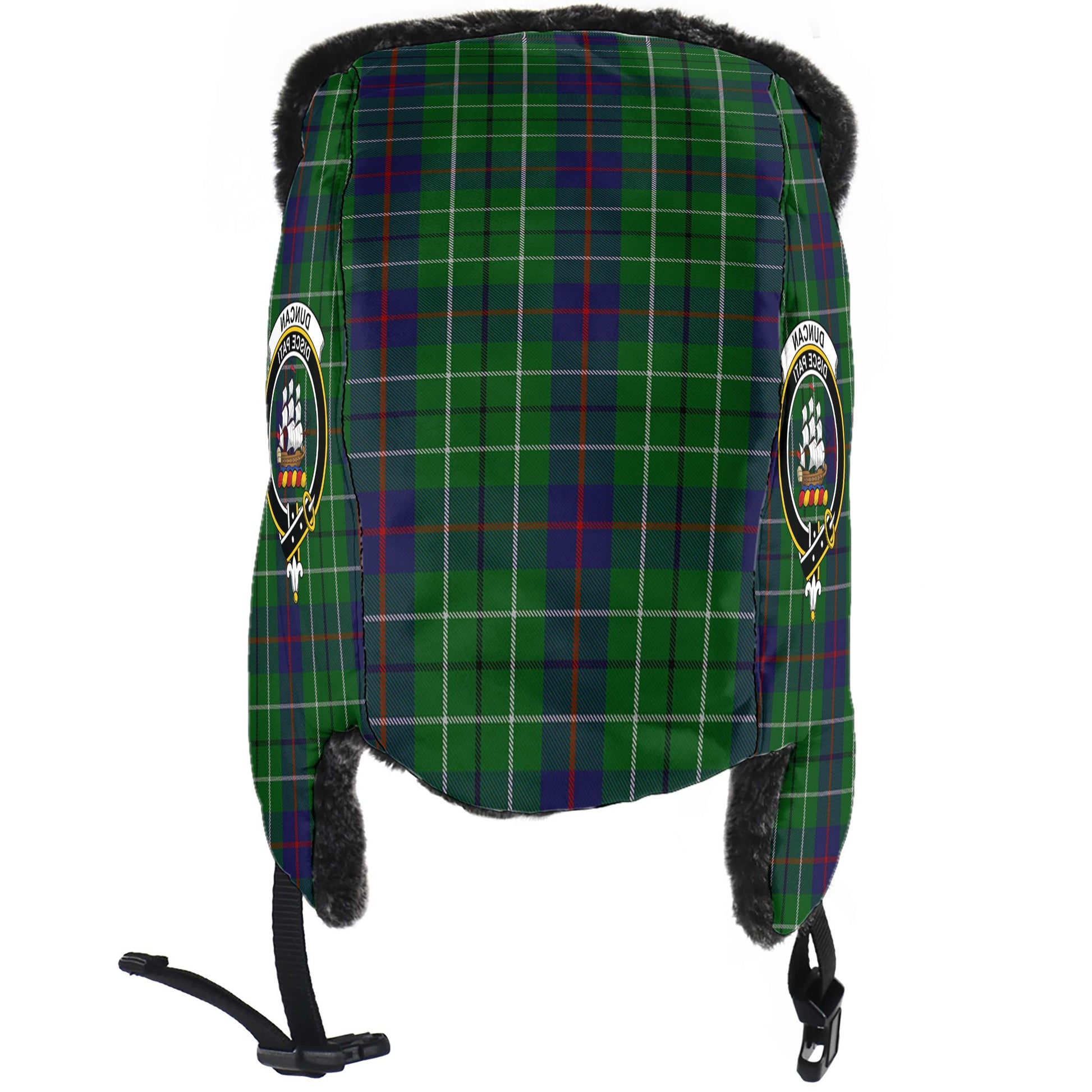 Duncan Tartan Winter Trapper Hat with Family Crest - Tartanvibesclothing