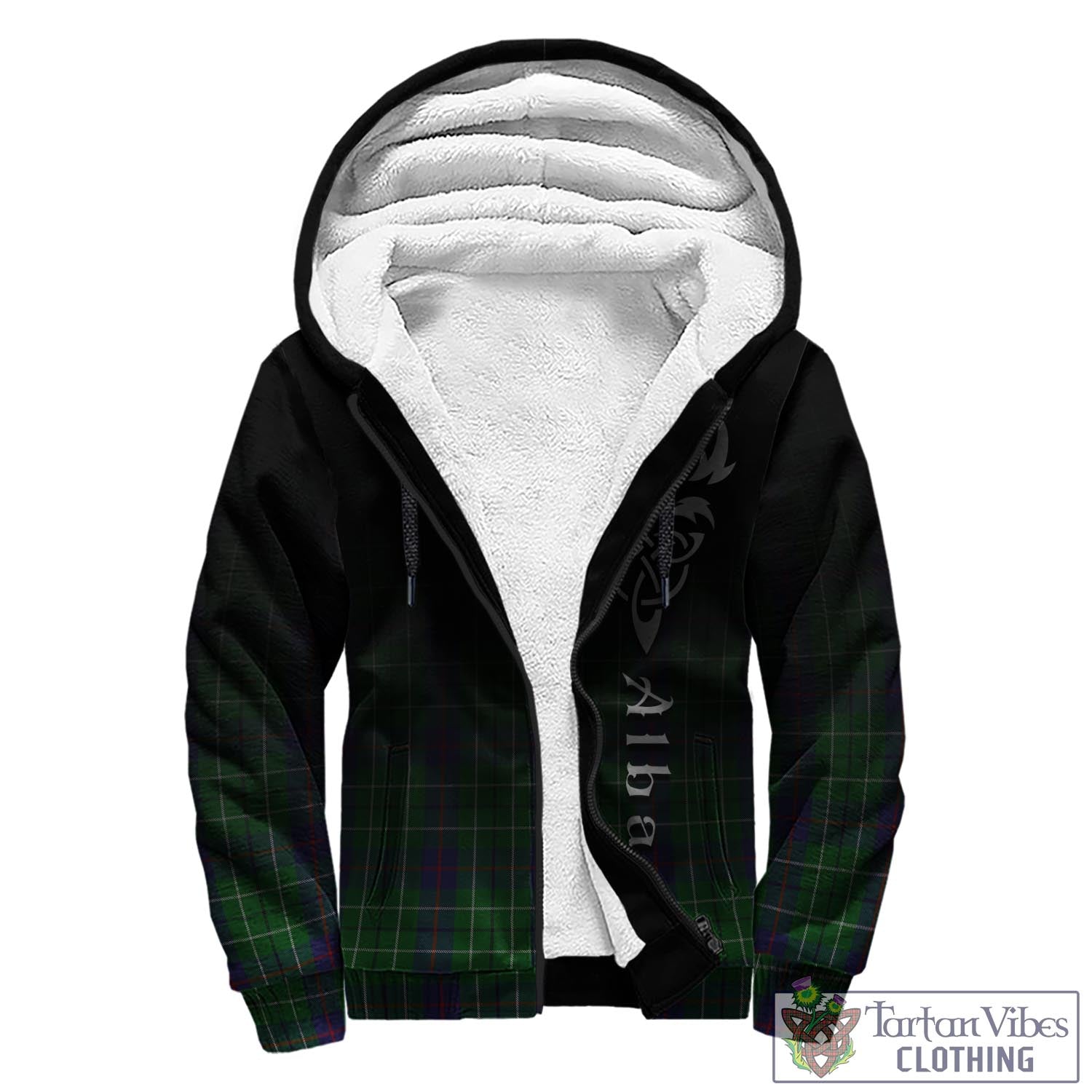 Tartan Vibes Clothing Duncan Tartan Sherpa Hoodie Featuring Alba Gu Brath Family Crest Celtic Inspired