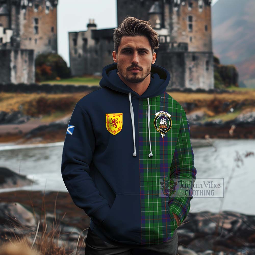 Tartan Vibes Clothing Duncan Tartan Cotton Hoodie Alba with Scottish Lion Royal Arm Half Style