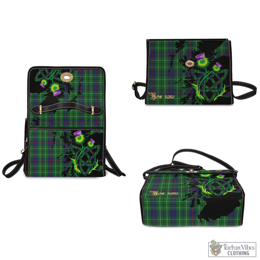 Tartan Vibes Clothing Duncan Tartan Waterproof Canvas Bag with Scotland Map and Thistle Celtic Accents