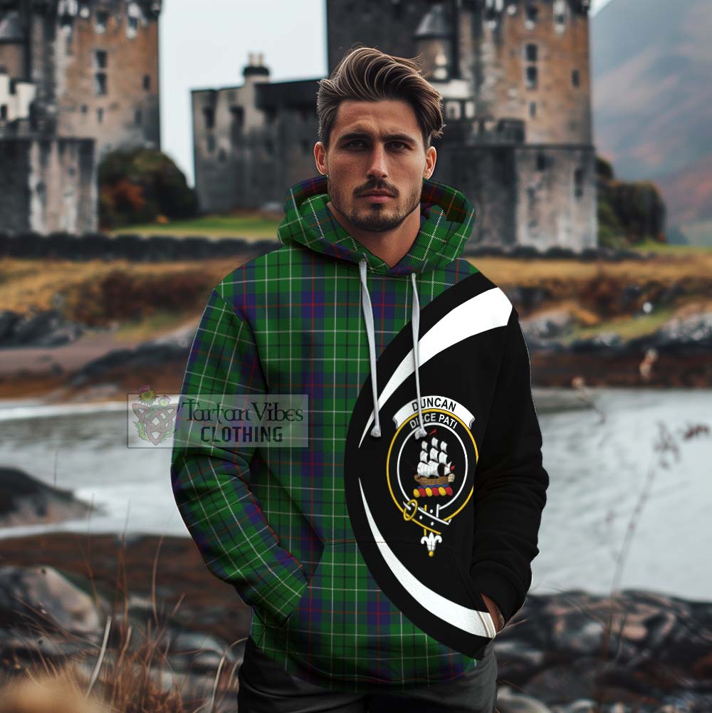 Tartan Vibes Clothing Duncan Tartan Cotton Hoodie with Family Crest Circle Style