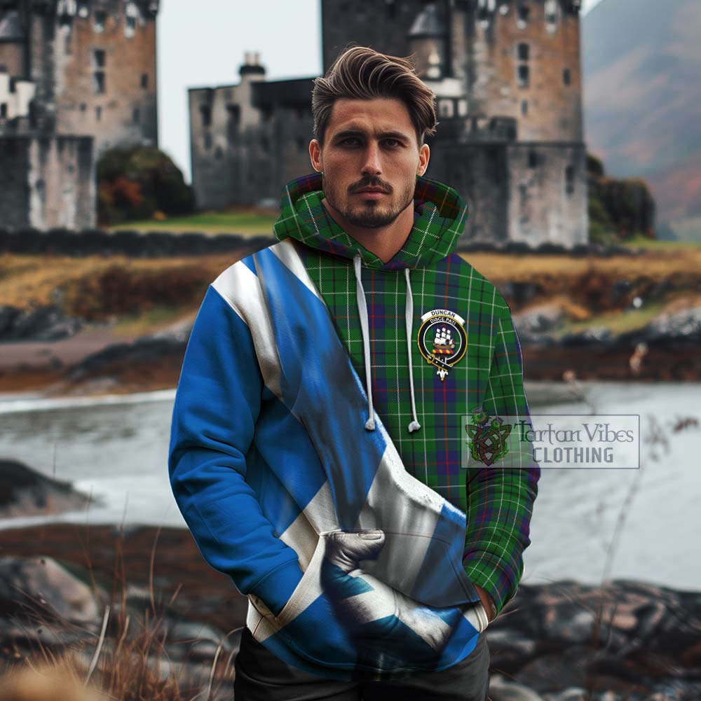 Tartan Vibes Clothing Duncan Tartan Cotton Hoodie with Family Crest Scotland Patriotic Style