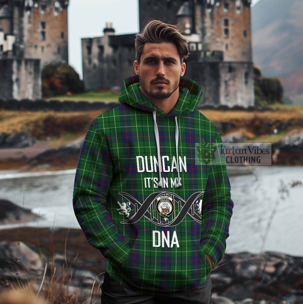 Tartan Vibes Clothing Duncan Tartan Cotton Hoodie with Family Crest DNA In Me Style