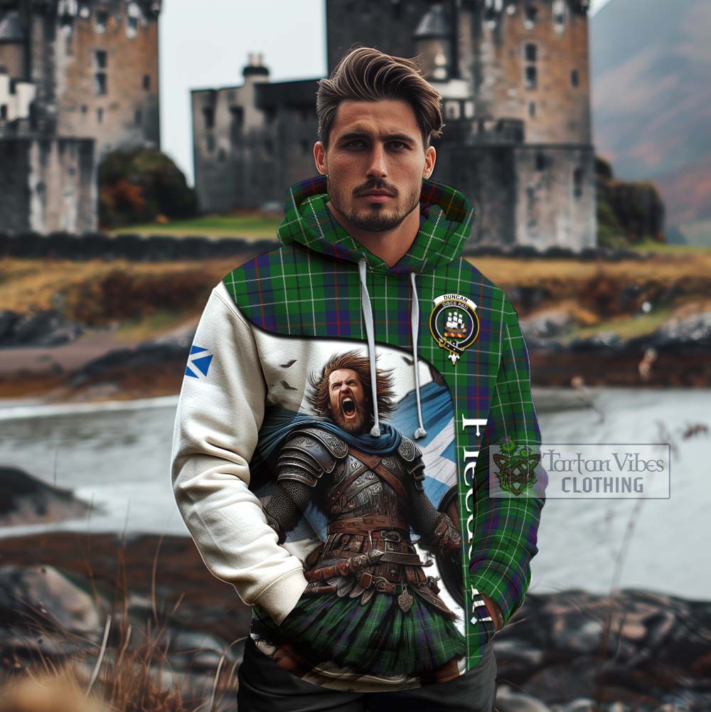 Tartan Vibes Clothing Duncan Crest Tartan Cotton Hoodie Inspired by the Freedom of Scottish Warrior