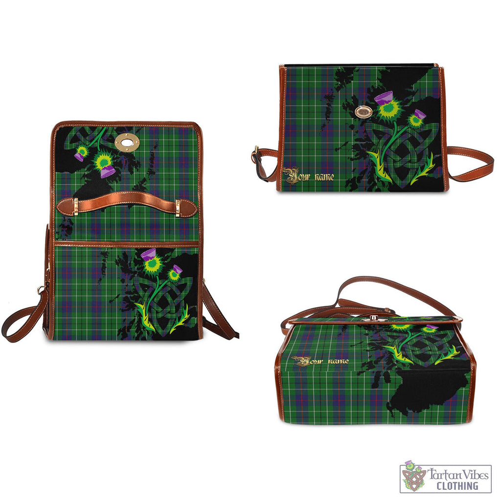 Tartan Vibes Clothing Duncan Tartan Waterproof Canvas Bag with Scotland Map and Thistle Celtic Accents