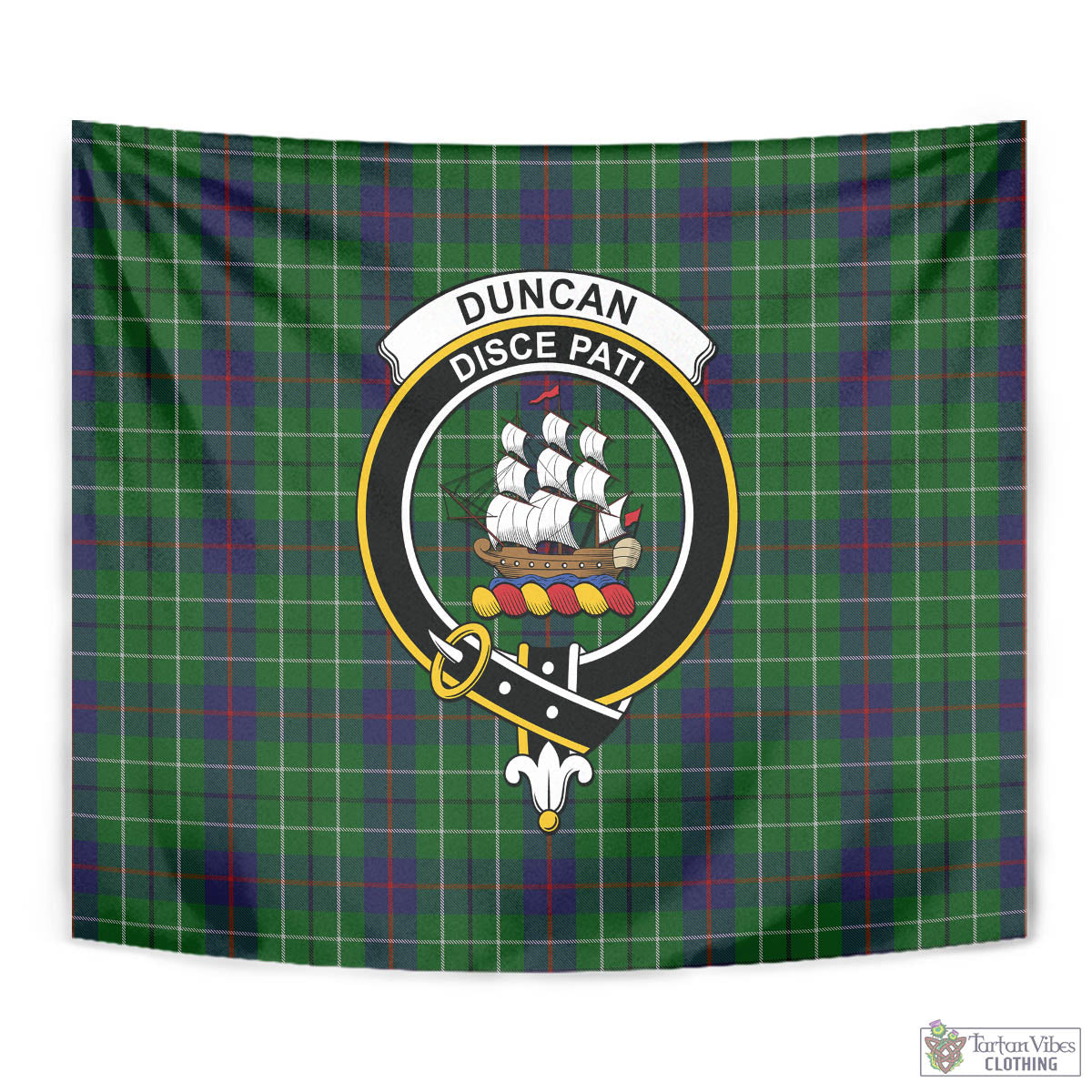 Tartan Vibes Clothing Duncan Tartan Tapestry Wall Hanging and Home Decor for Room with Family Crest