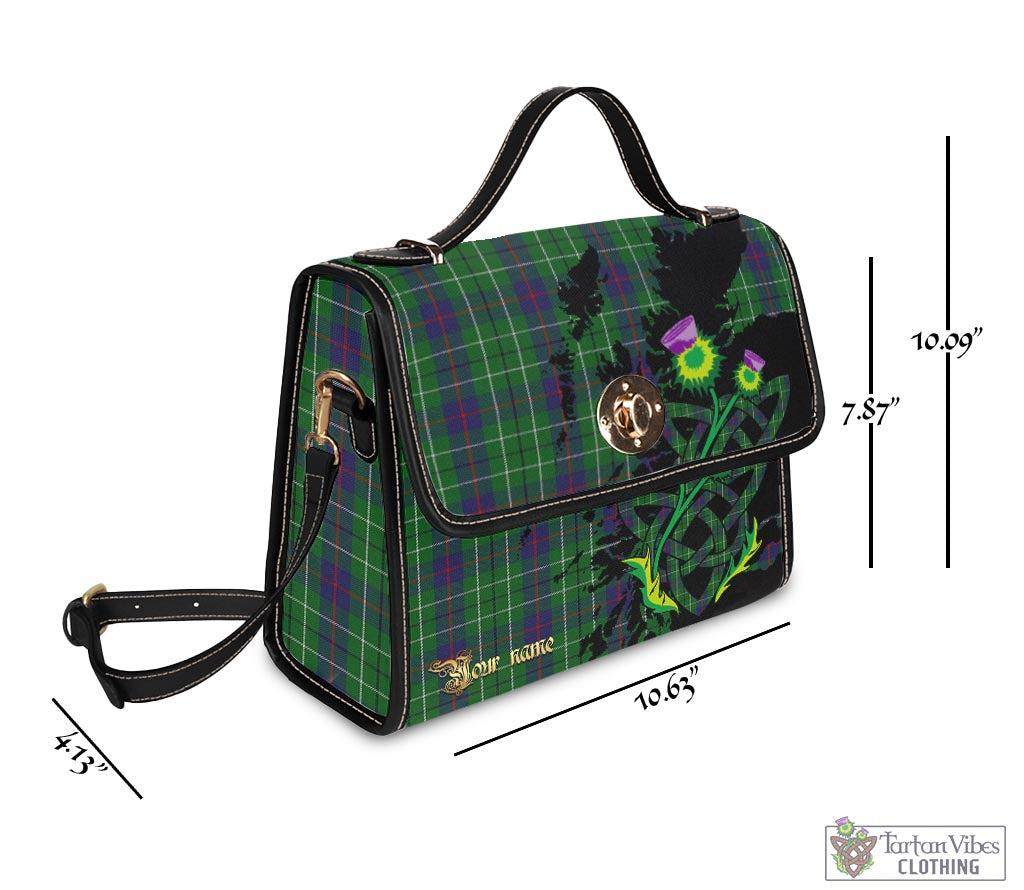 Tartan Vibes Clothing Duncan Tartan Waterproof Canvas Bag with Scotland Map and Thistle Celtic Accents