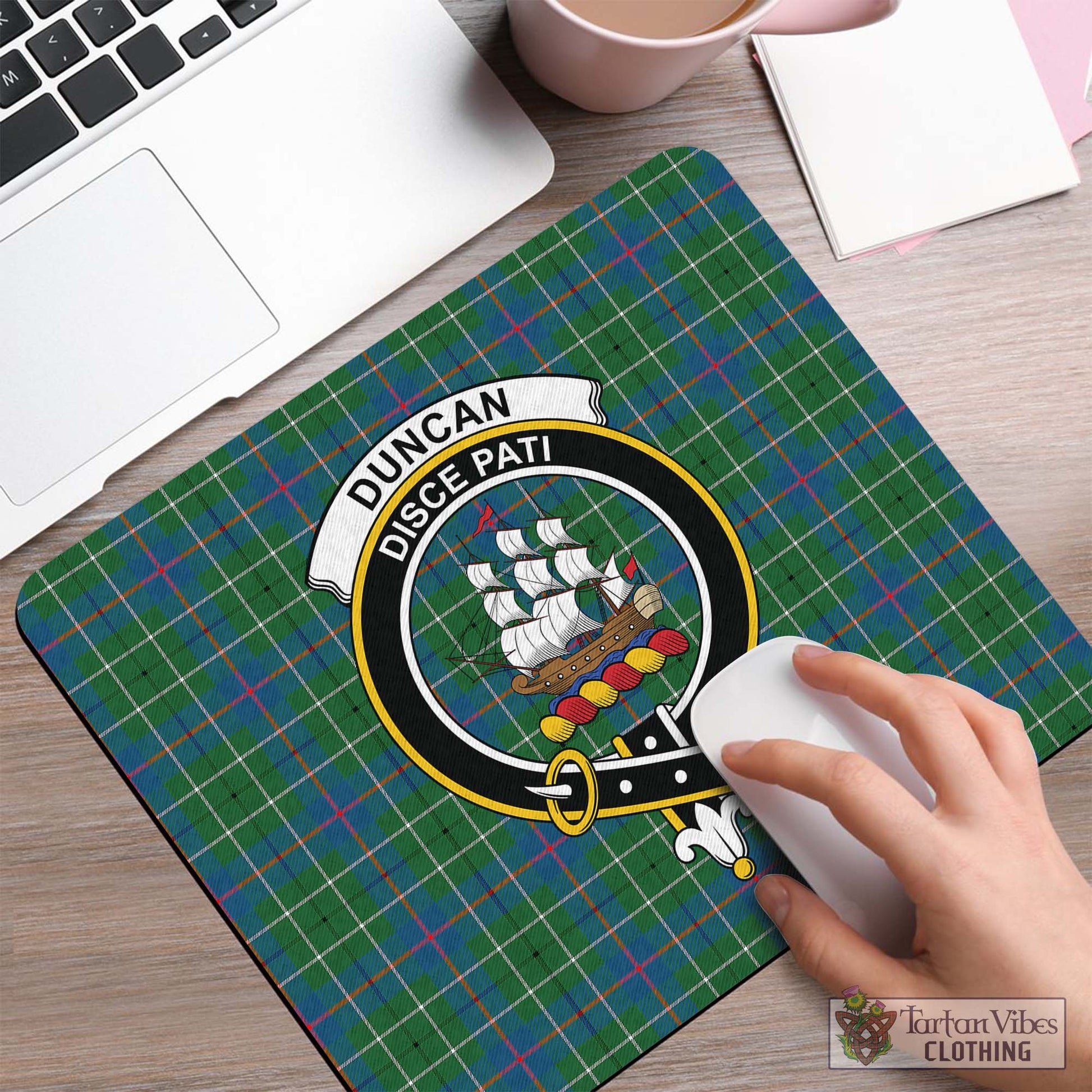 Tartan Vibes Clothing Duncan Ancient Tartan Mouse Pad with Family Crest