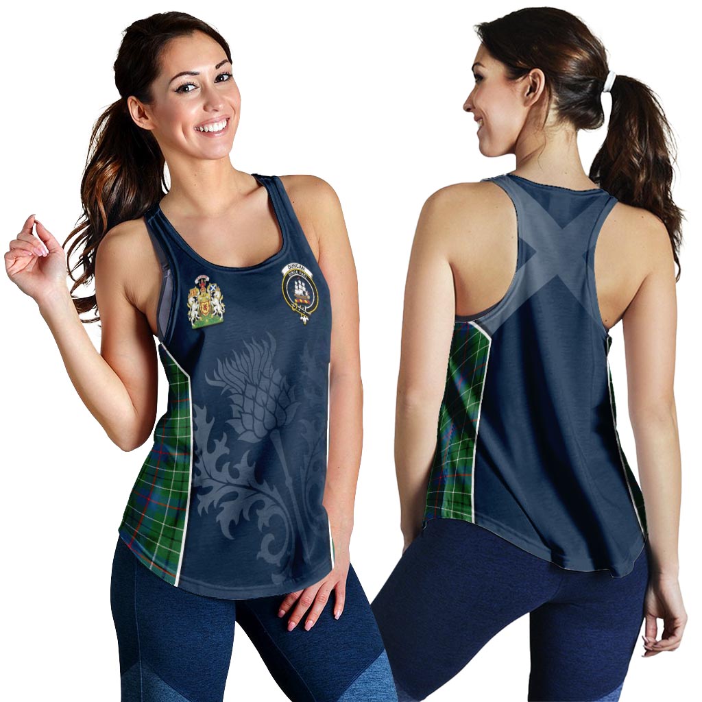 Tartan Vibes Clothing Duncan Ancient Tartan Women's Racerback Tanks with Family Crest and Scottish Thistle Vibes Sport Style
