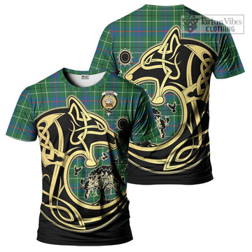 Duncan Ancient Tartan T-Shirt with Family Crest Celtic Wolf Style