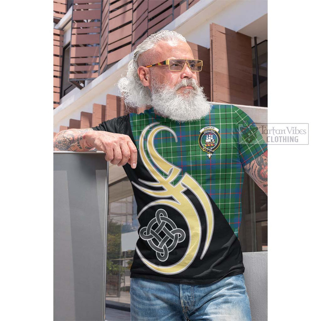 Tartan Vibes Clothing Duncan Ancient Tartan Cotton T-shirt with Family Crest and Celtic Symbol Style