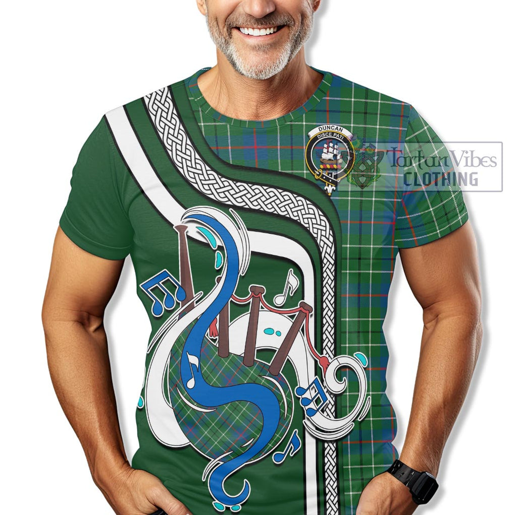 Duncan Ancient Tartan T-Shirt with Epic Bagpipe Style Kid's Shirt - Tartanvibesclothing Shop