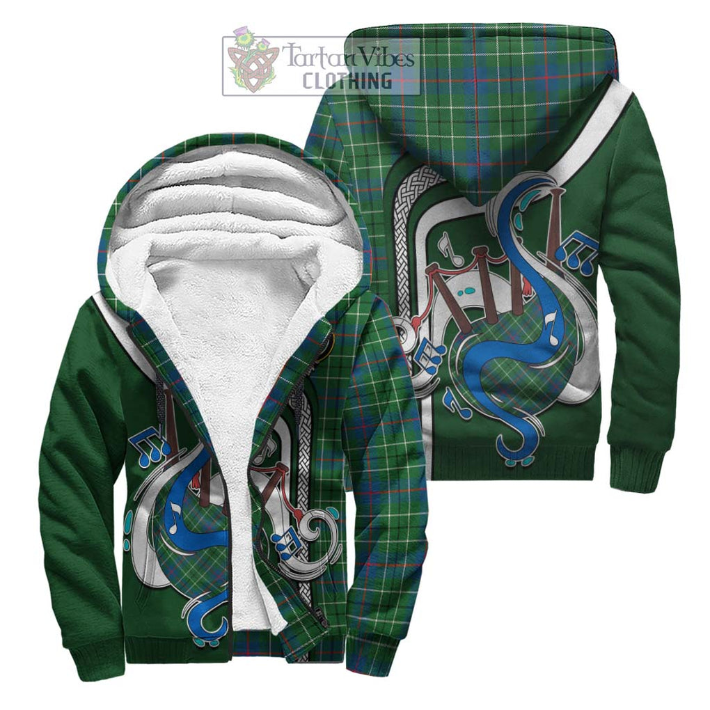 Duncan Ancient Tartan Sherpa Hoodie with Epic Bagpipe Style Unisex S - Tartanvibesclothing Shop