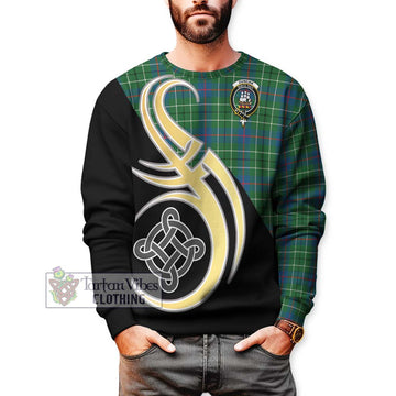 Duncan Ancient Tartan Sweatshirt with Family Crest and Celtic Symbol Style