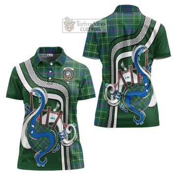 Duncan Ancient Tartan Women's Polo Shirt with Epic Bagpipe Style