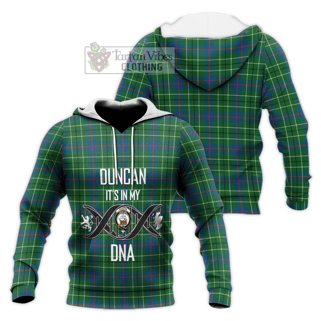 Duncan Ancient Tartan Knitted Hoodie with Family Crest DNA In Me Style Unisex Knitted Pullover Hoodie - Tartanvibesclothing Shop