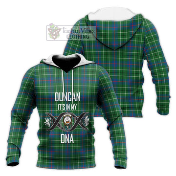 Duncan Ancient Tartan Knitted Hoodie with Family Crest DNA In Me Style