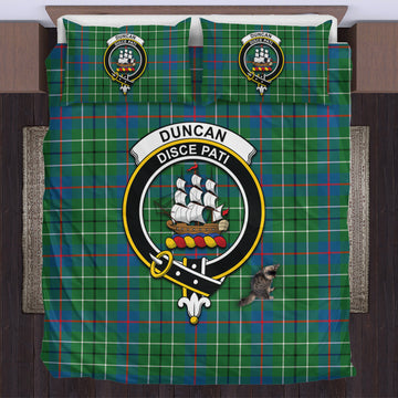 Duncan Ancient Tartan Bedding Set with Family Crest
