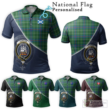 Duncan Ancient Tartan Polo Shirt with Personalised National Flag and Family Crest Half Style