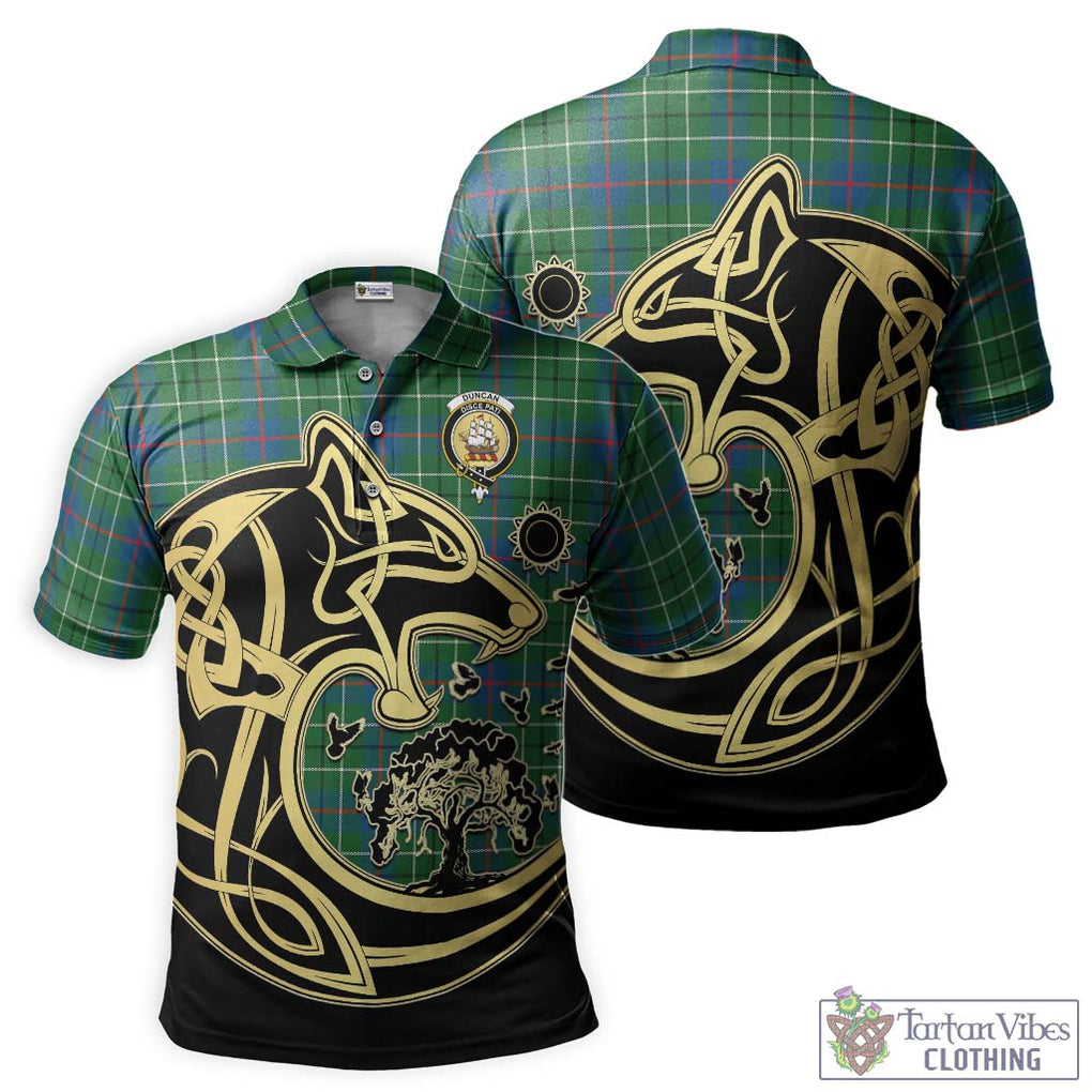 Duncan Ancient Tartan Polo Shirt with Family Crest Celtic Wolf Style Kid - Tartanvibesclothing Shop