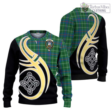 Duncan Ancient Tartan Ugly Sweater with Family Crest and Celtic Symbol Style