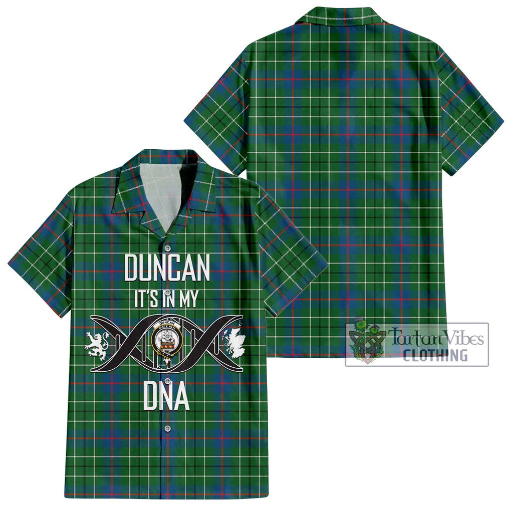 Duncan Ancient Tartan Short Sleeve Button Shirt with Family Crest DNA In Me Style Kid - Tartanvibesclothing Shop