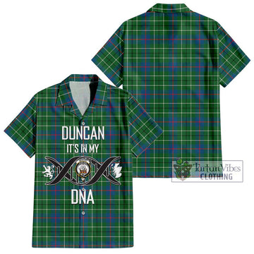 Duncan Ancient Tartan Short Sleeve Button Shirt with Family Crest DNA In Me Style