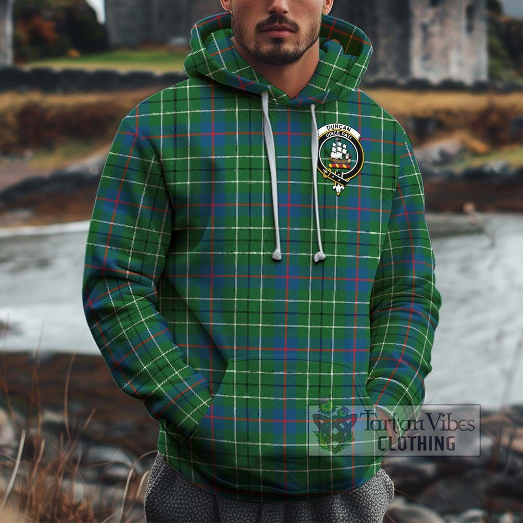 Duncan Ancient Tartan Cotton Hoodie with Family Crest Pullover Hoodie XS - Tartan Vibes Clothing