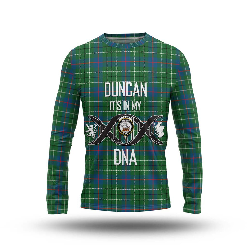 Duncan Ancient Tartan Long Sleeve T-Shirt with Family Crest DNA In Me Style Unisex - Tartanvibesclothing Shop