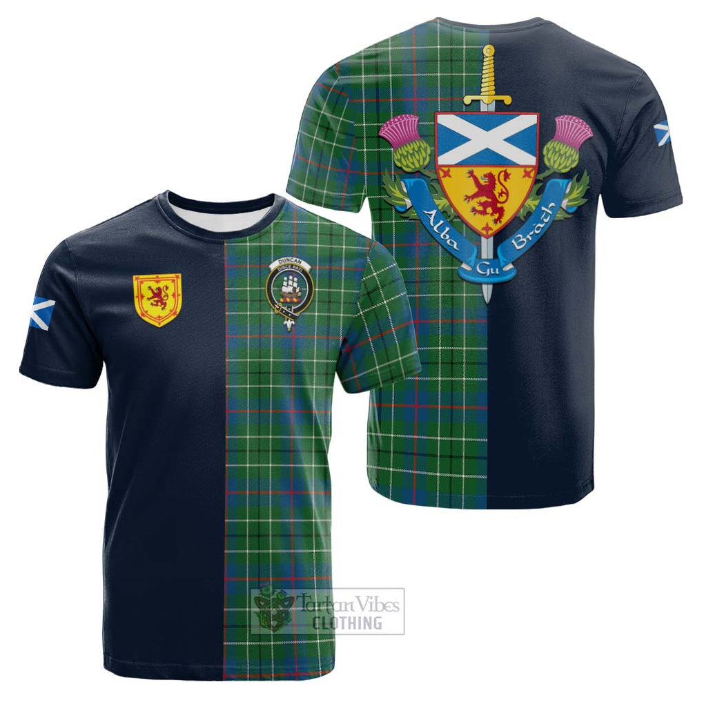 Tartan Vibes Clothing Duncan Ancient Tartan Cotton T-shirt with Scottish Lion Royal Arm Half Style