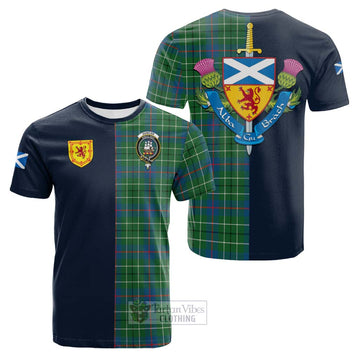 Duncan Ancient Tartan Cotton T-shirt with Scottish Lion Royal Arm Half Style