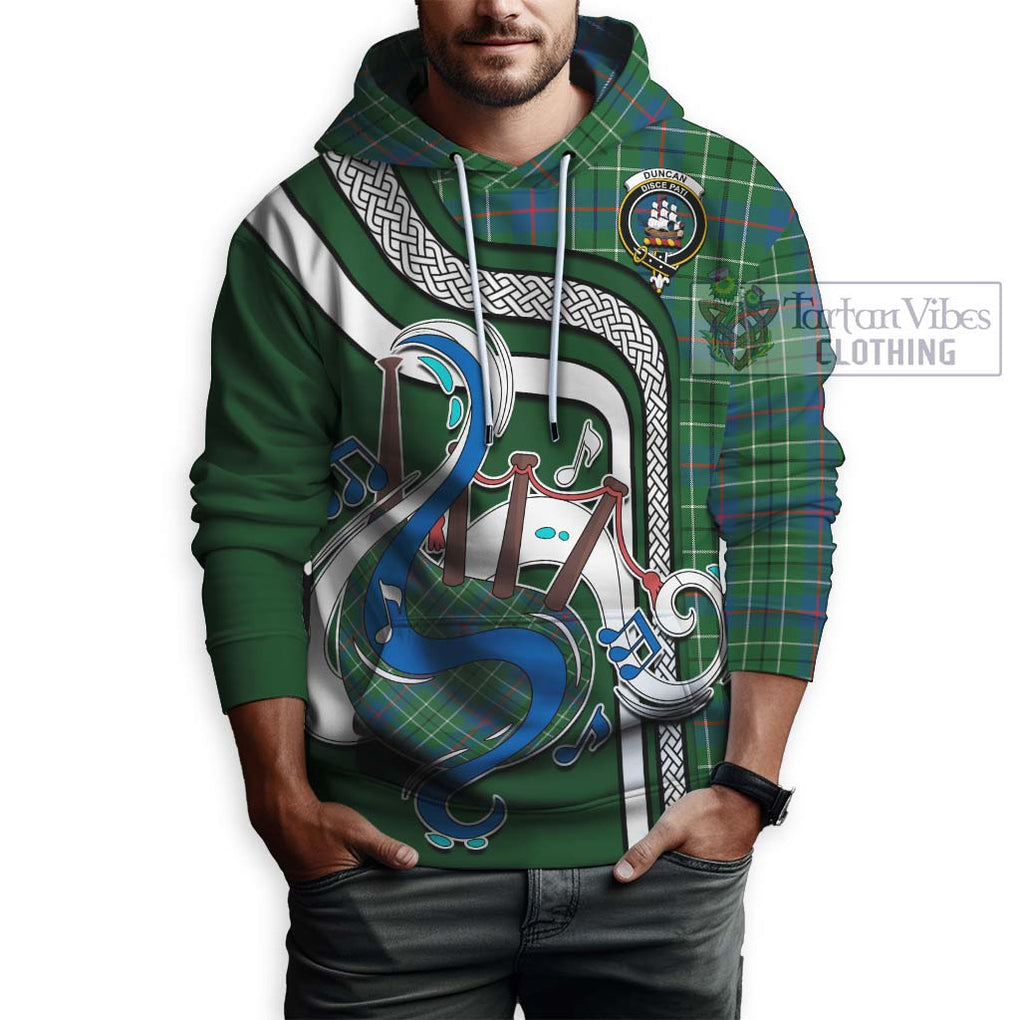 Duncan Ancient Tartan Hoodie with Epic Bagpipe Style Zip Hoodie - Tartanvibesclothing Shop