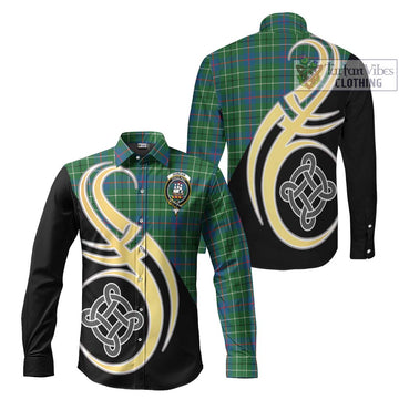 Duncan Ancient Tartan Long Sleeve Button Shirt with Family Crest and Celtic Symbol Style